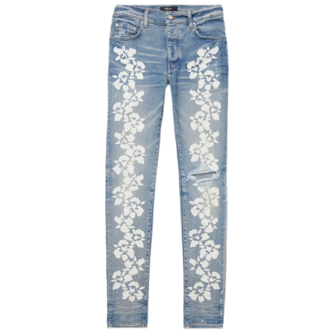 Amiri Hibiscus Stencil Jean 'Light Indigo'