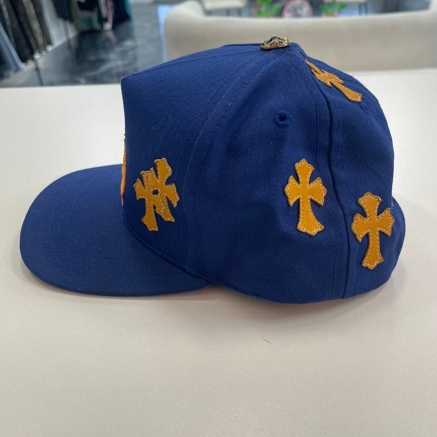 Chrome Hearts Blue/Yellow Cross Patch Baseball Hat