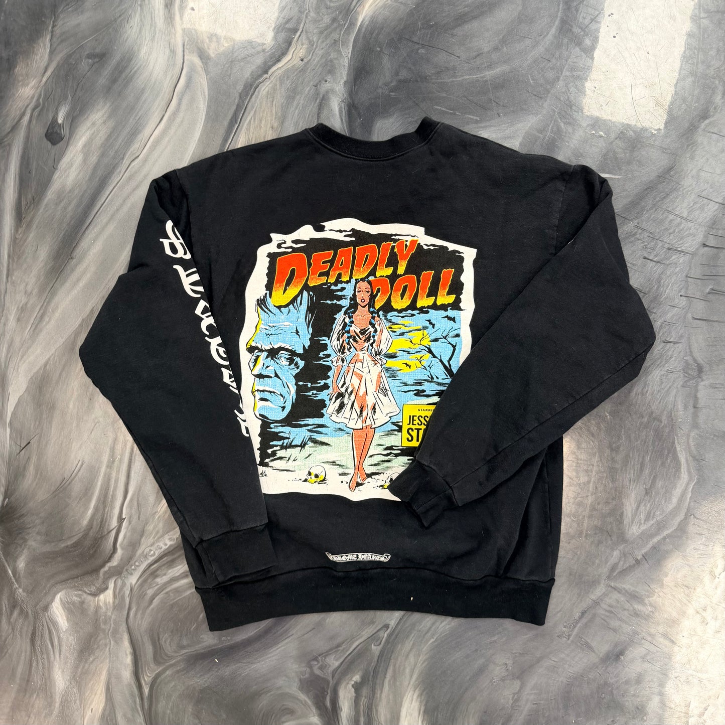 Chrome Hearts Deadly Doll Crewneck Fire Of Love Black