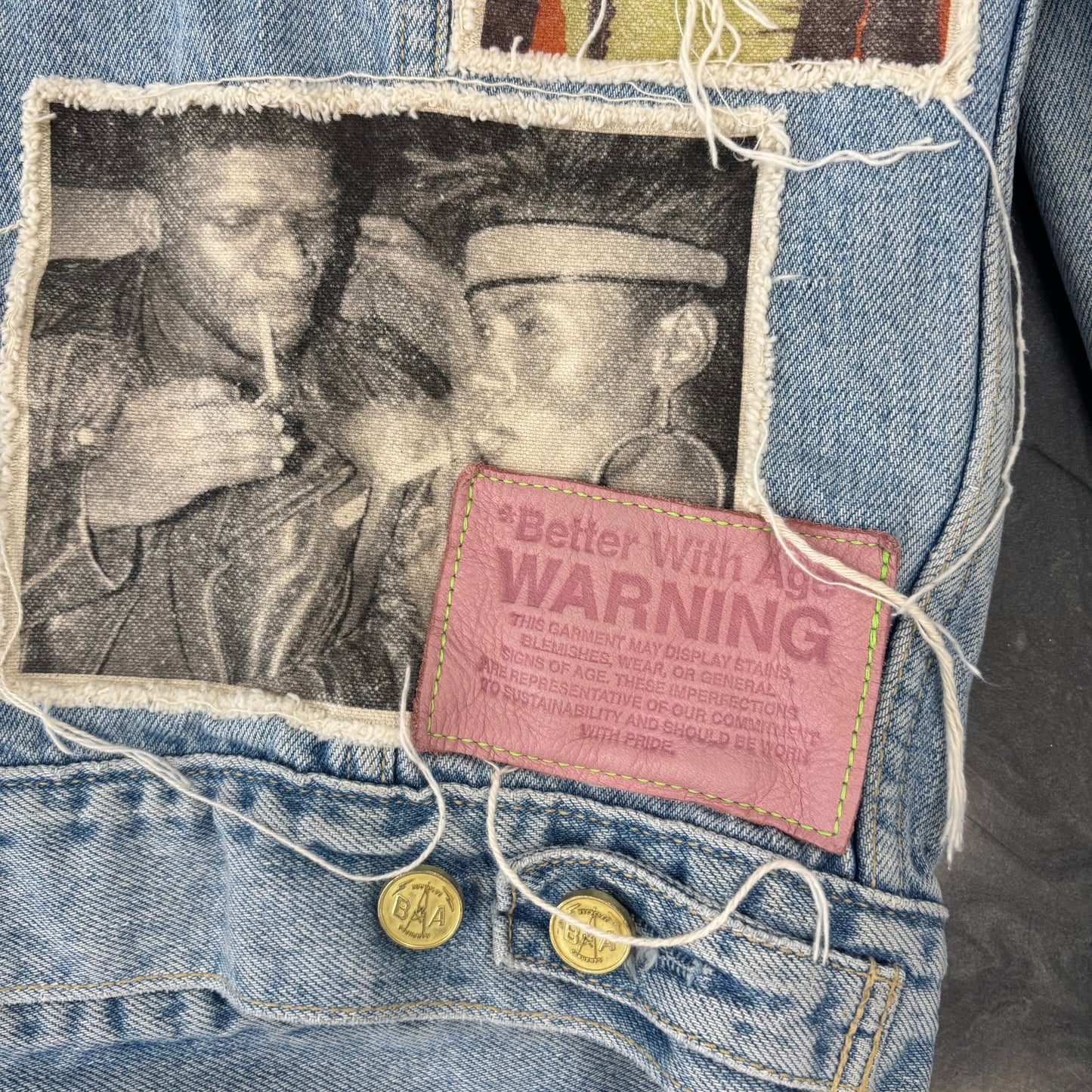 Better With Age Portrait Denim Jacket Multi Patch