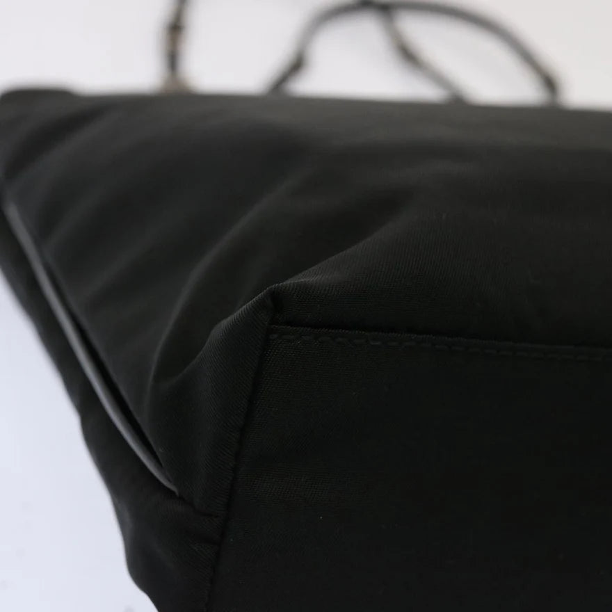 PRADA Hand Bag Nylon Black With Buckle Straps