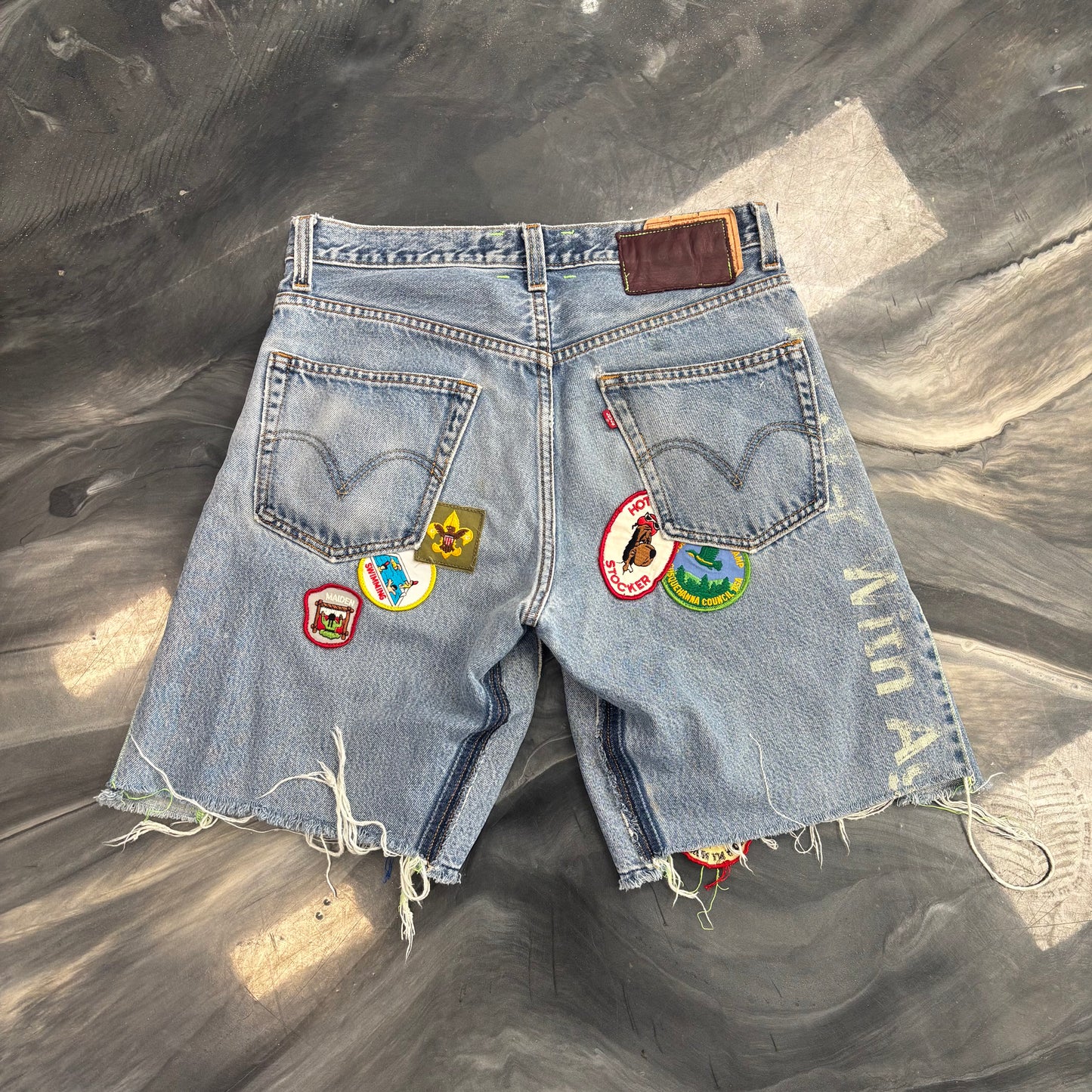 Better With Age Patchwork Denim Shorts