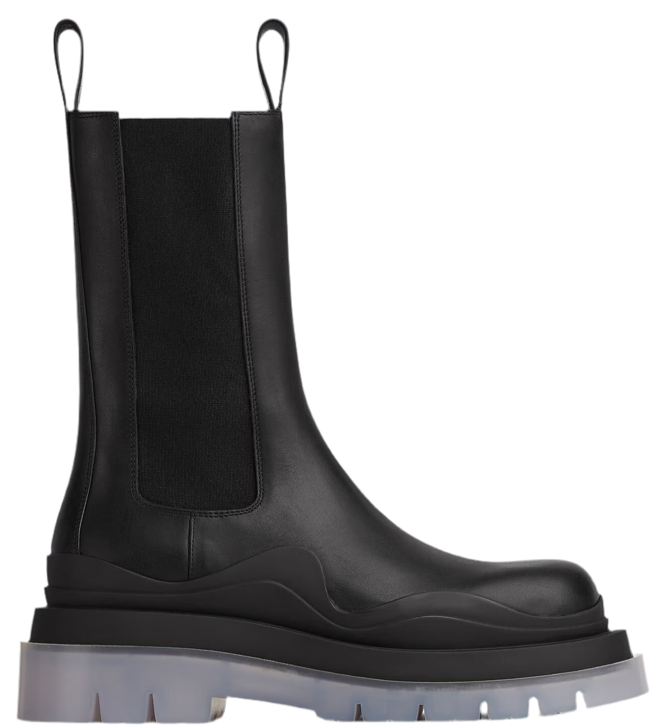 Bottega Veneta Tire Chelsea Leather Boot Black / Transparent