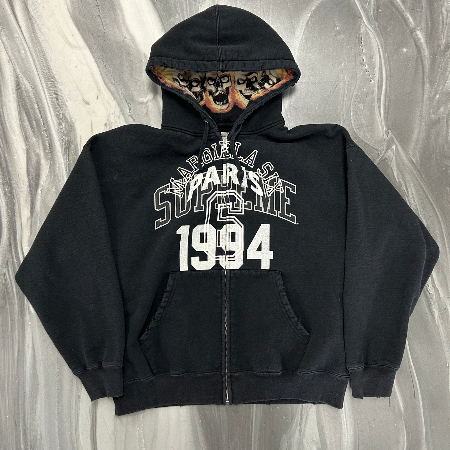 Supreme x MM6 Maison Margiela Zip Up Hooded Sweatshirt Black