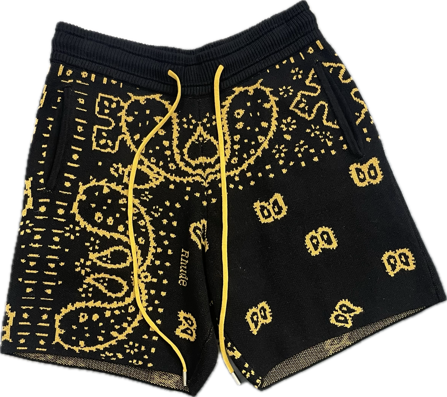 RHUDE Bandana Knit Shorts Black/Yellow