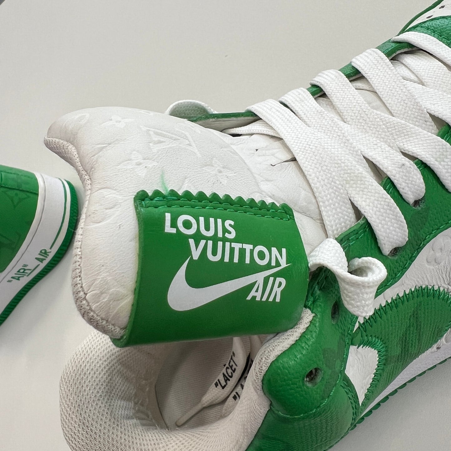 Louis Vuitton x Off-White x Air Force 1 Low White Gym Green (USED NO BOX)