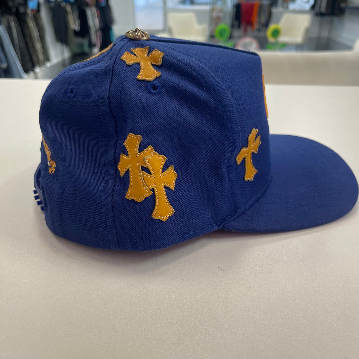 Chrome Hearts Blue/Yellow Cross Patch Baseball Hat