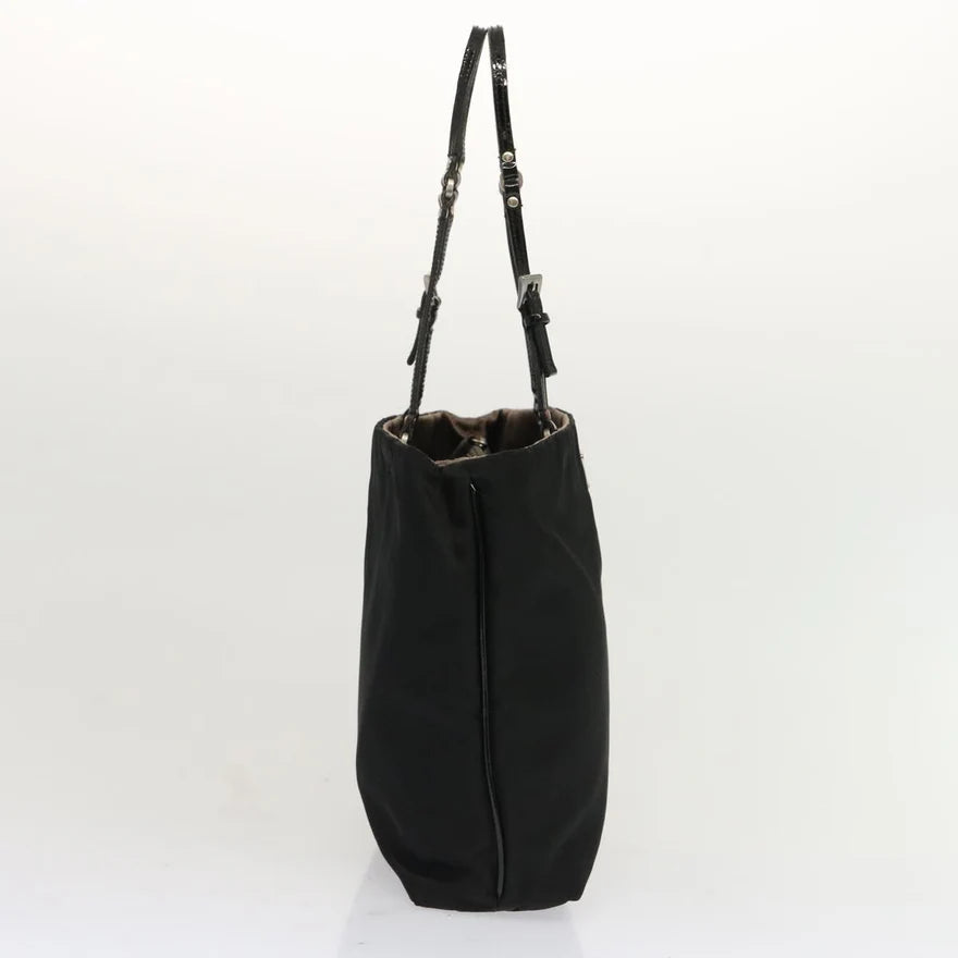 PRADA Hand Bag Nylon Black With Buckle Straps