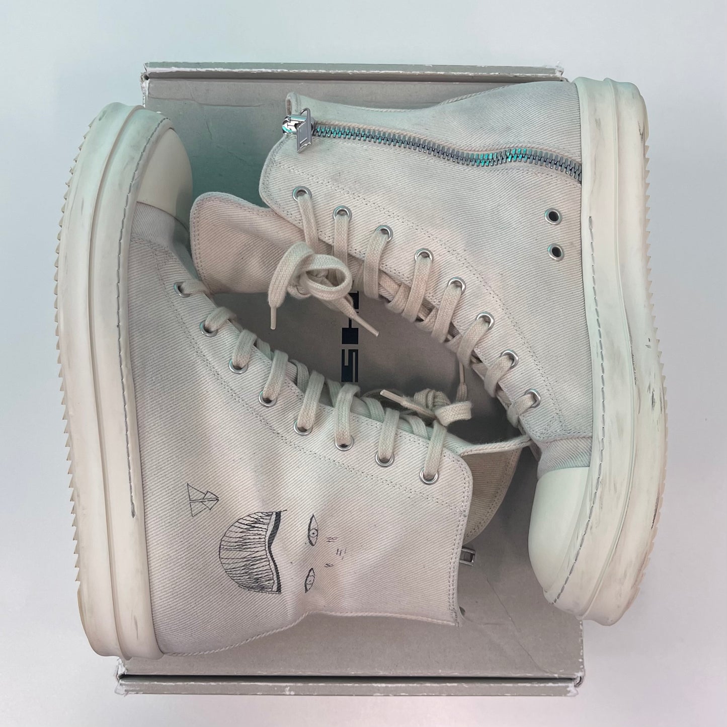 Rick Owens DRKSHDW Strobe Cotton Denim High Toothface Minimal Smile Ramone’s (Used)