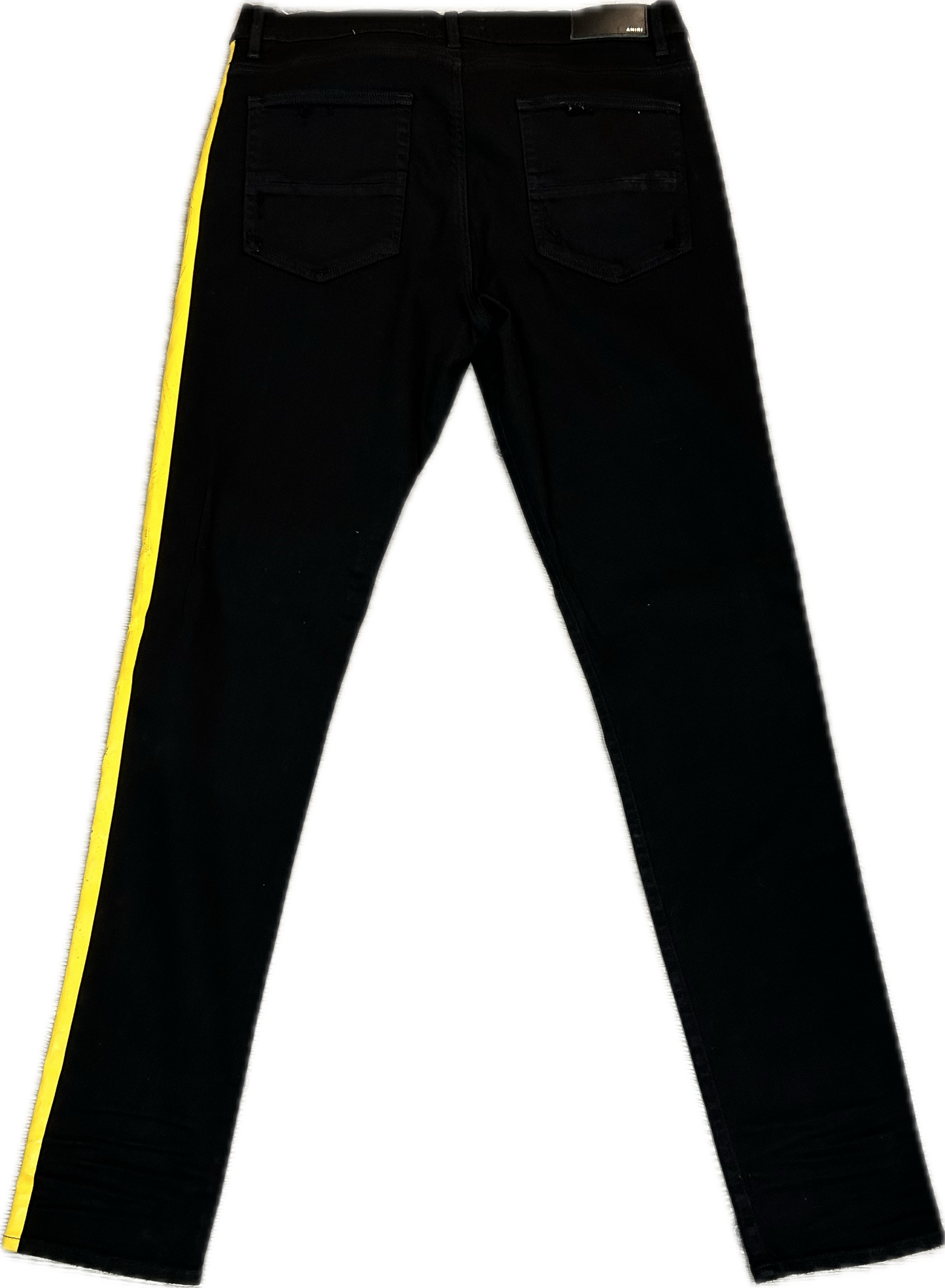 Amiri Yellow Stripe Black Jeans