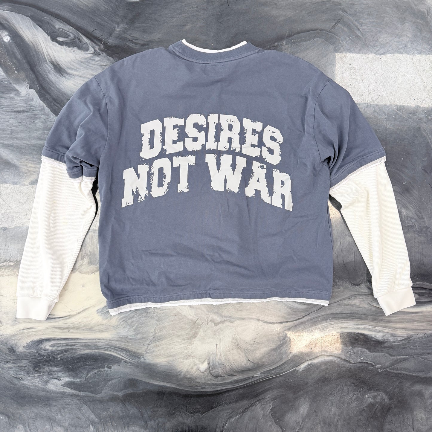 Bottega Desires War Long Sleeve T-Shirt Blue/White