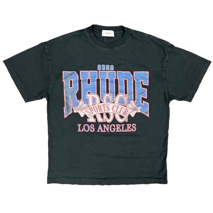 Rhude LA Sports Club Vintage Washed Black Tee