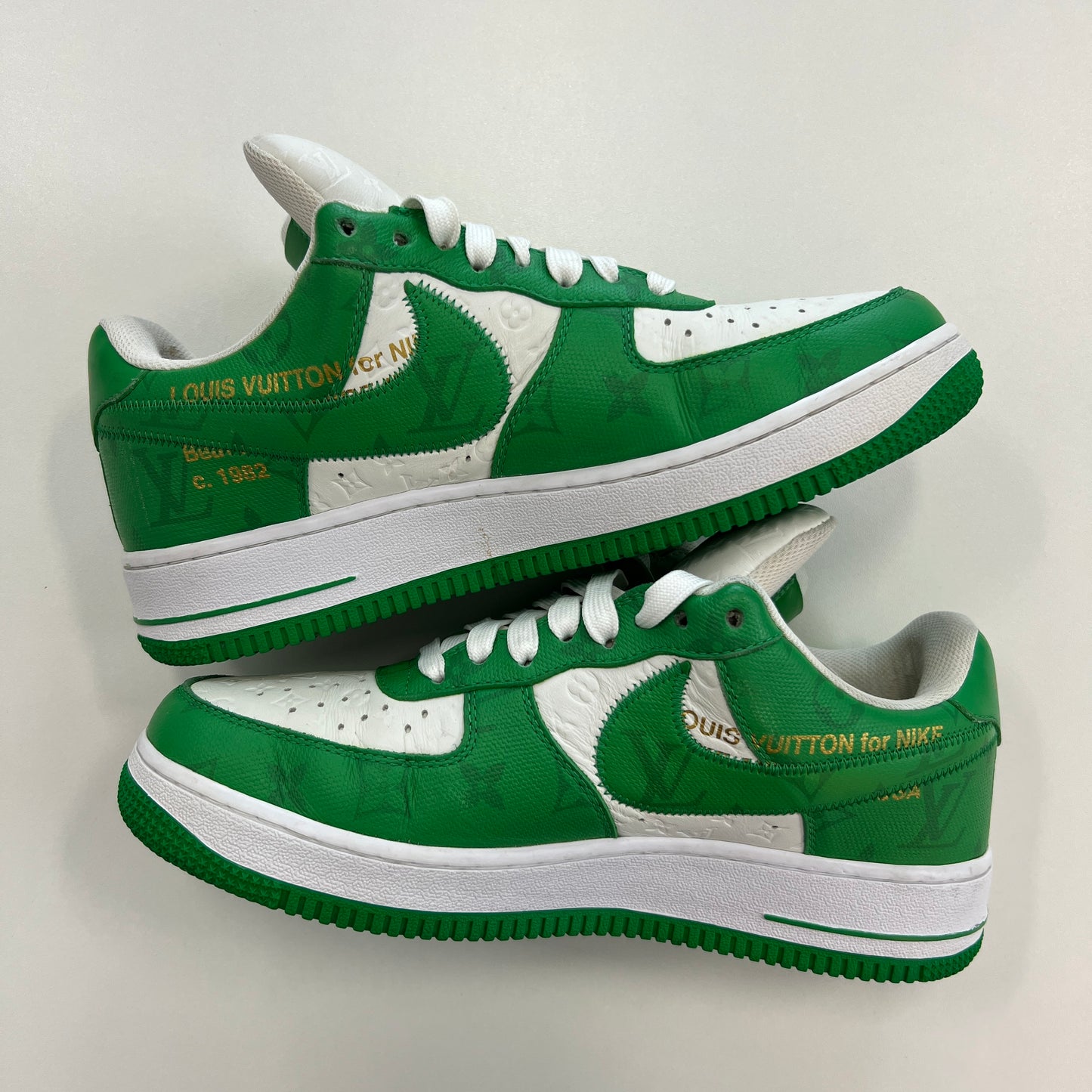 Louis Vuitton x Off-White x Air Force 1 Low White Gym Green (USED NO BOX)