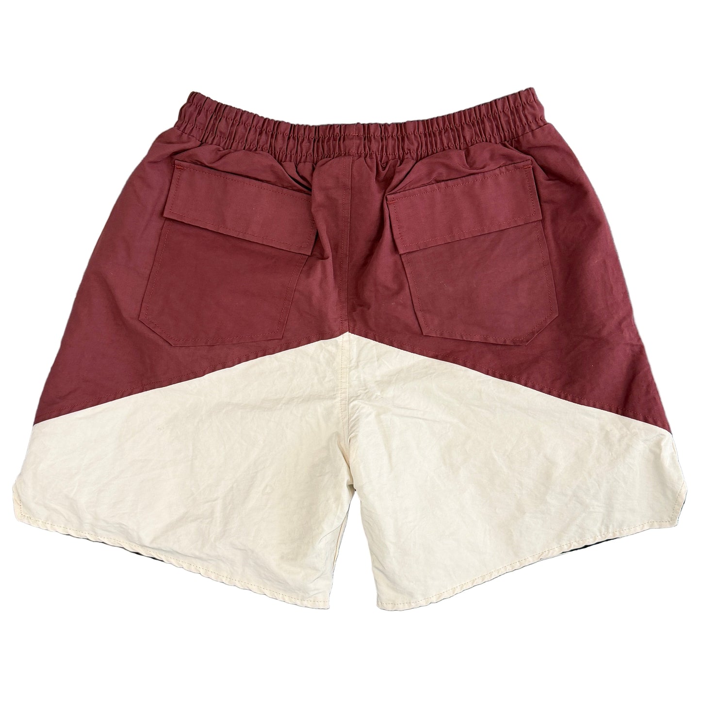 Rhude Maroon Nylon Spell-out Logo Shorts