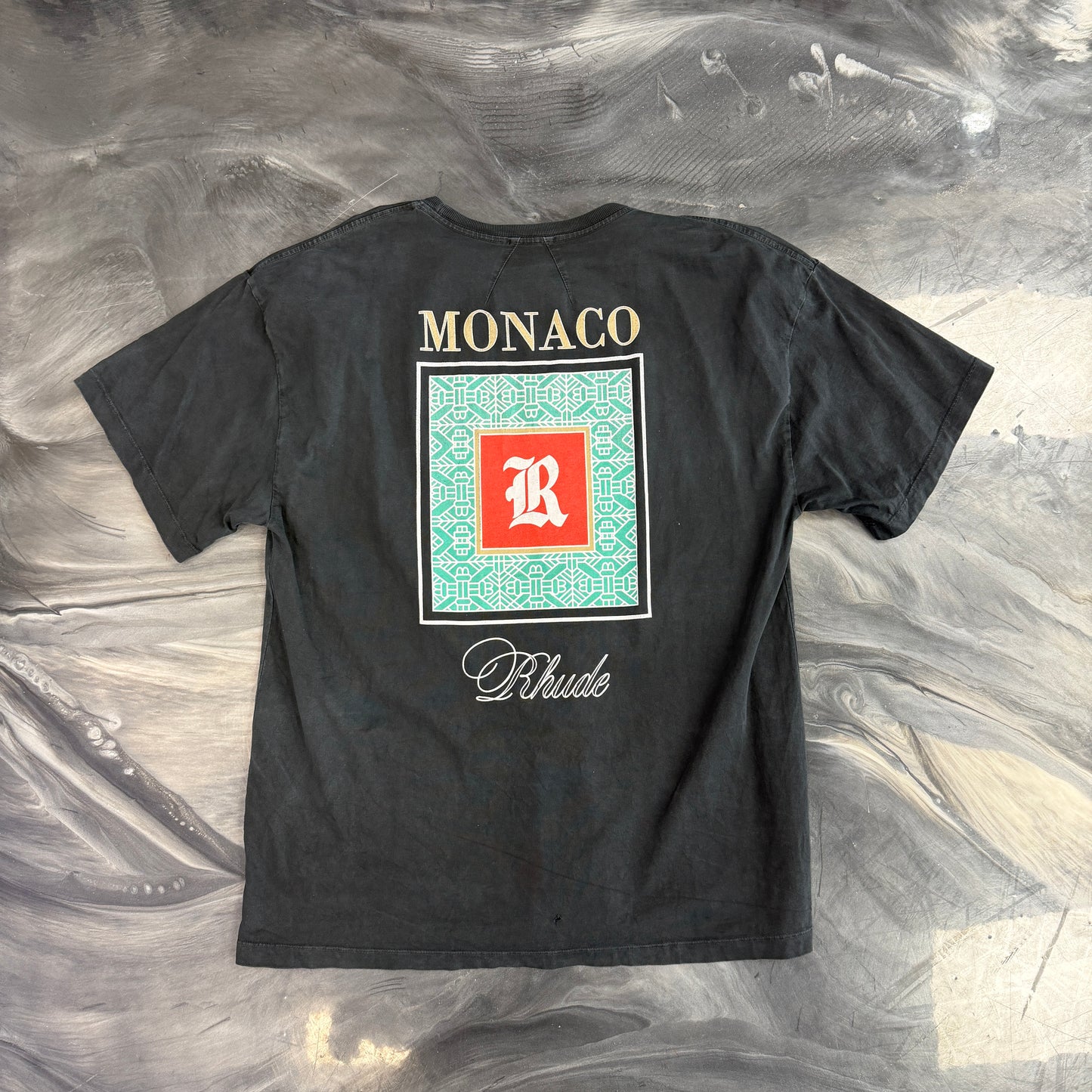 Rhude Monaco Vintage Washed Black Tee