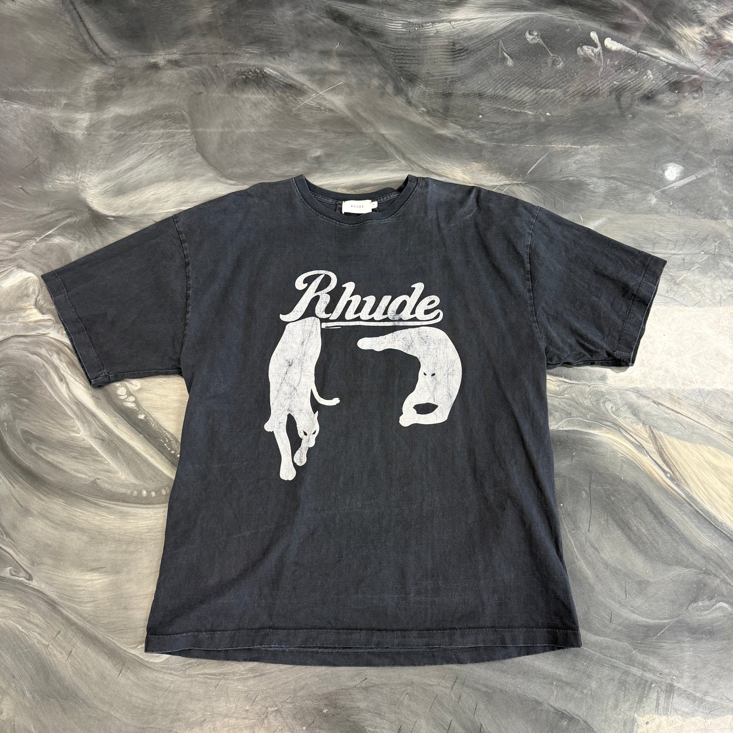 Rhude Black Cat Vintage Washed Tee