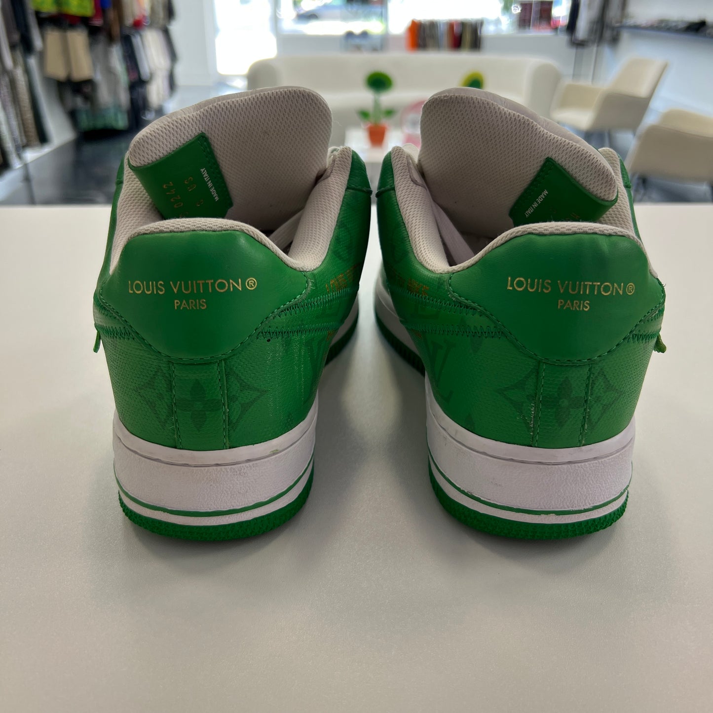 Louis Vuitton x Off-White x Air Force 1 Low White Gym Green (USED NO BOX)