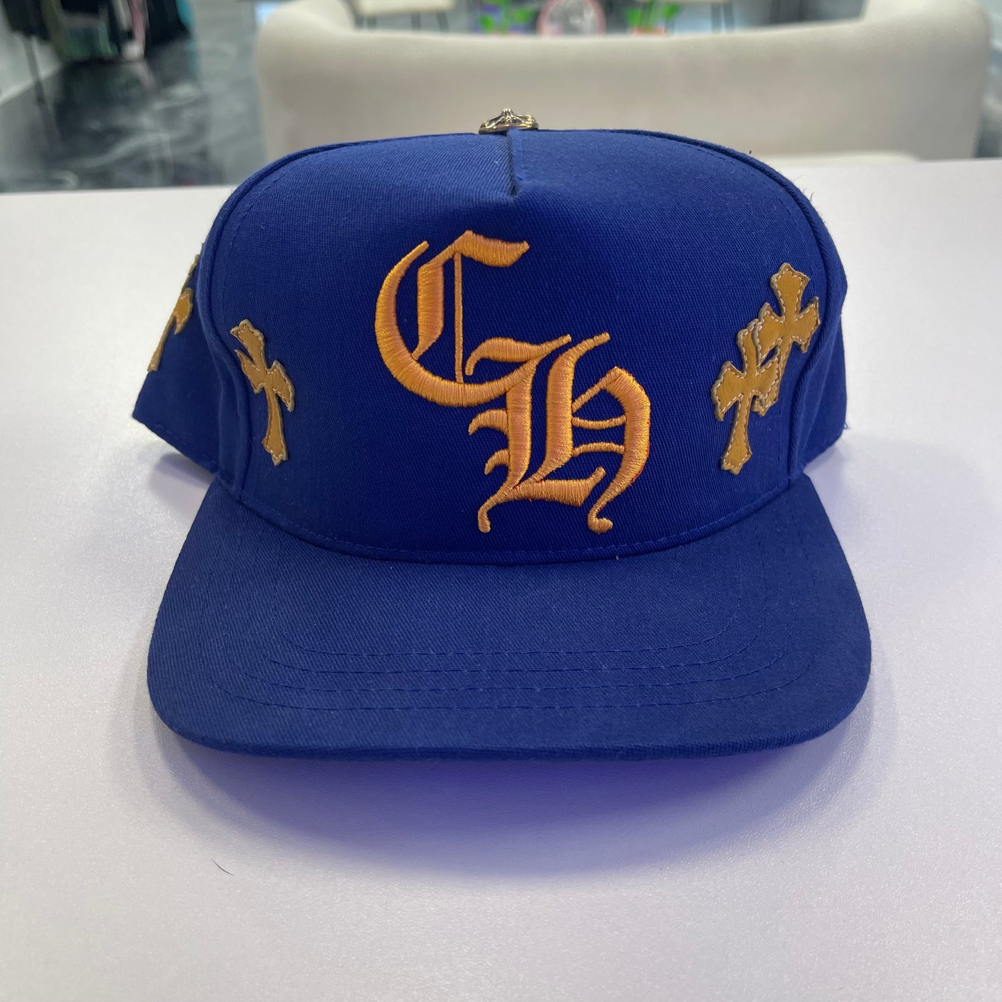 Chrome Hearts Blue/Yellow Cross Patch Baseball Hat