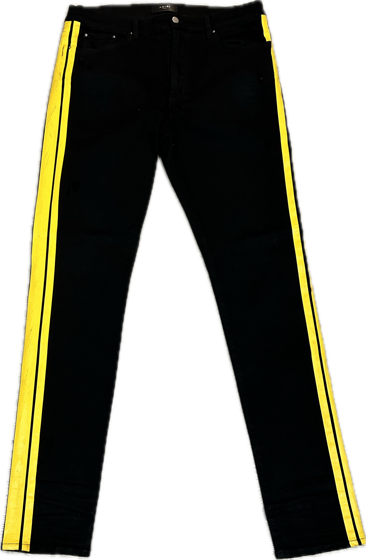 Amiri Yellow Stripe Black Jeans