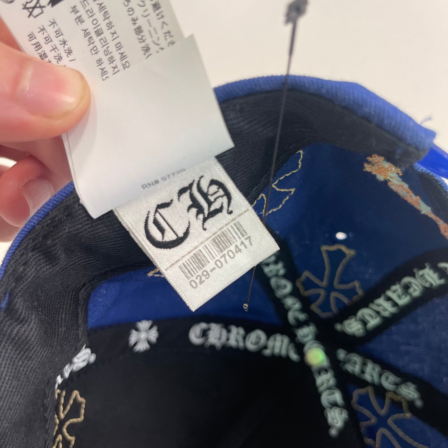 Chrome Hearts Blue/Yellow Cross Patch Baseball Hat