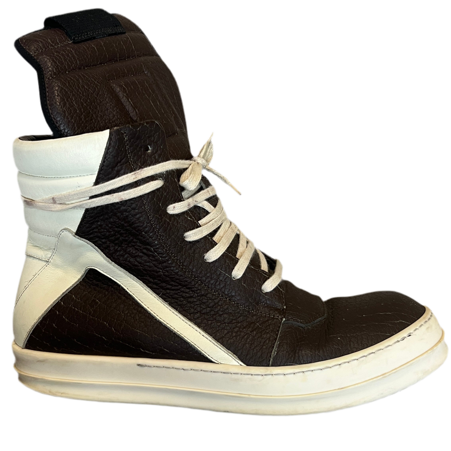 Rick Owens W16 Cracked Brown Leather Geobaskets (Used)