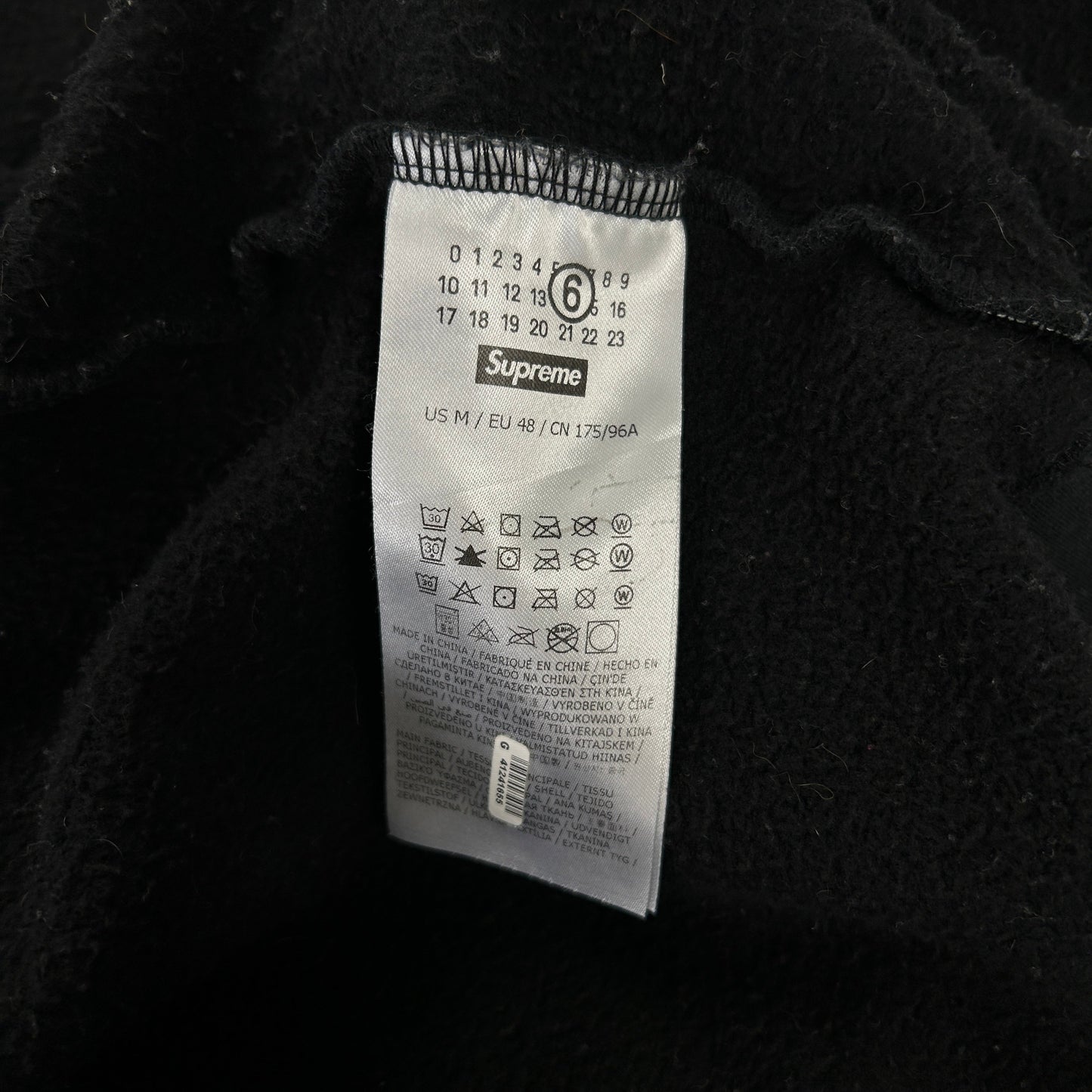 Supreme x MM6 Maison Margiela Zip Up Hooded Sweatshirt Black