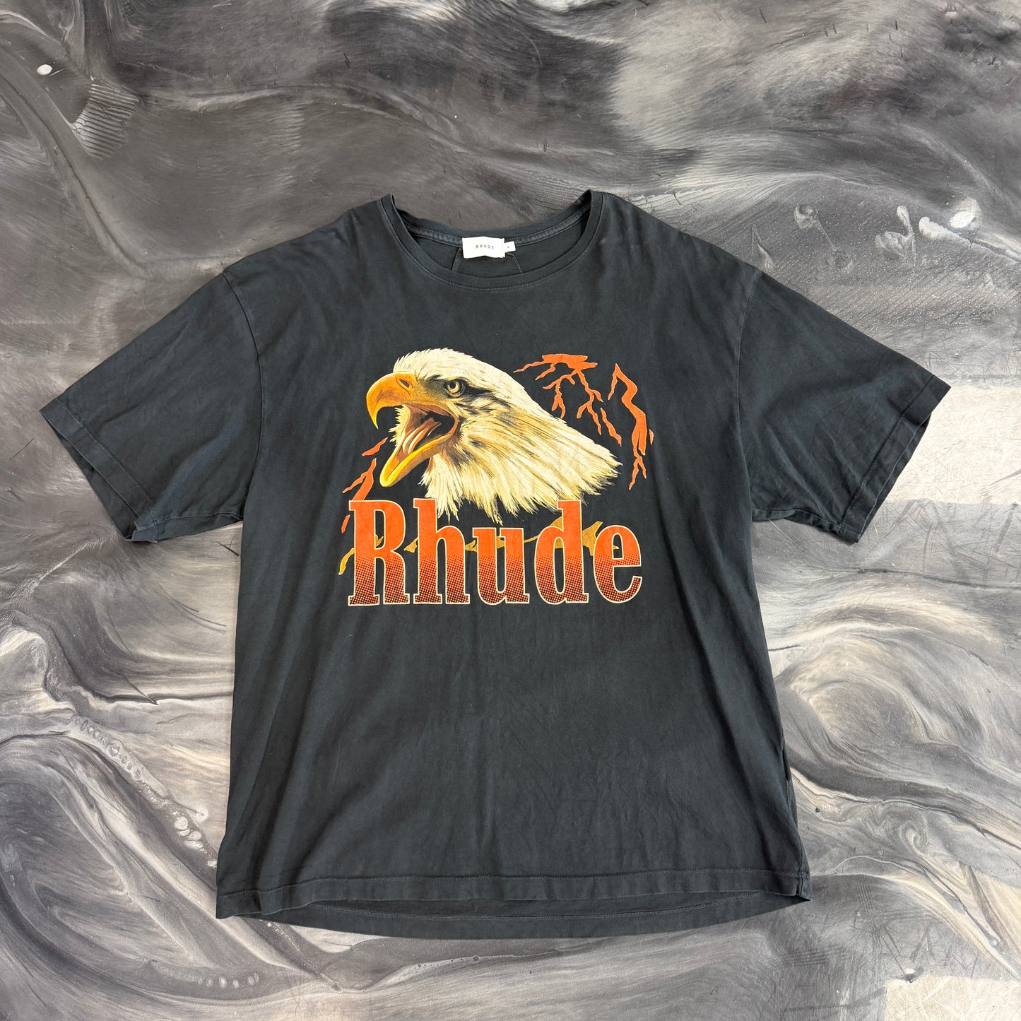 Rhude Notting Hill Eagle Vintage Washed Black Tee