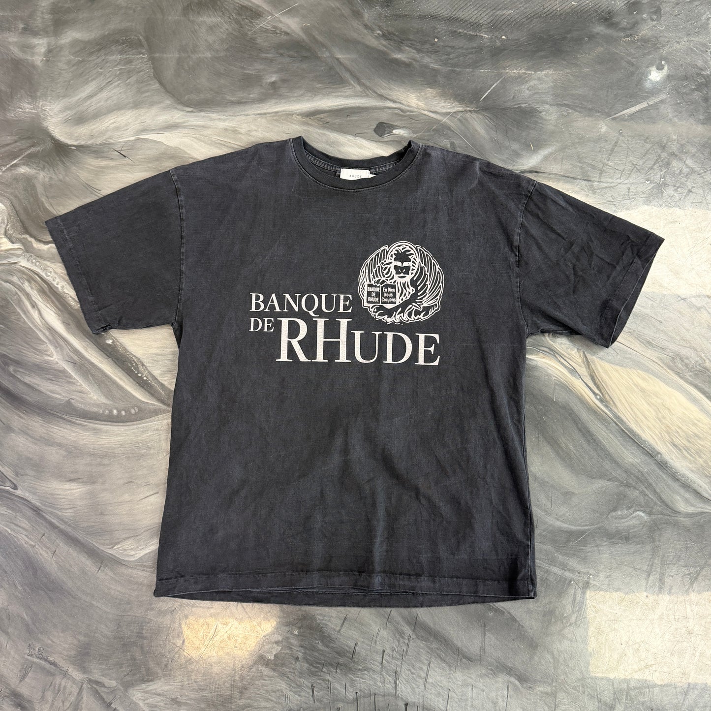 Rhude Banque De Rhude Vintage Washed Black Tee