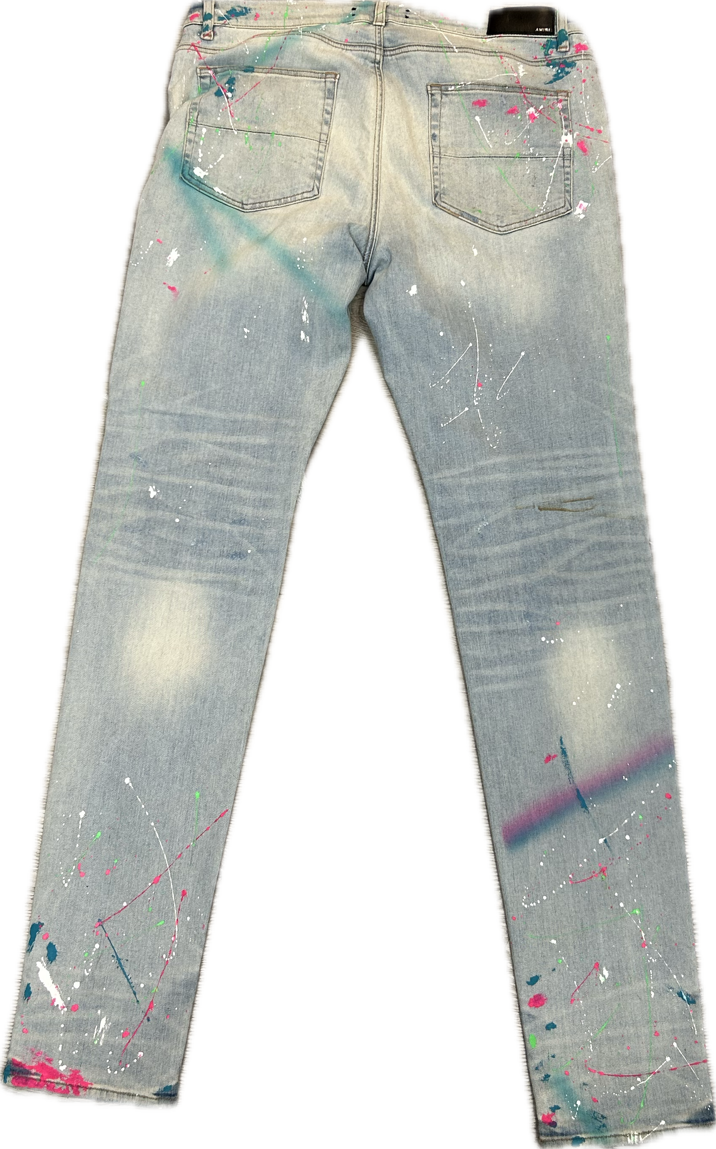 Amiri Paint Splatter Blue Jeans