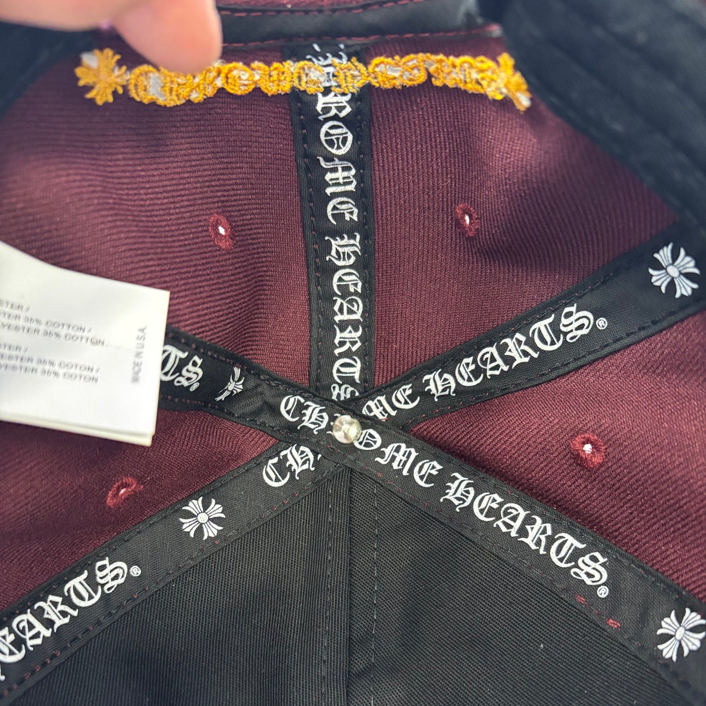 Chrome Hearts Burgundy/Gold CH Logo Hat