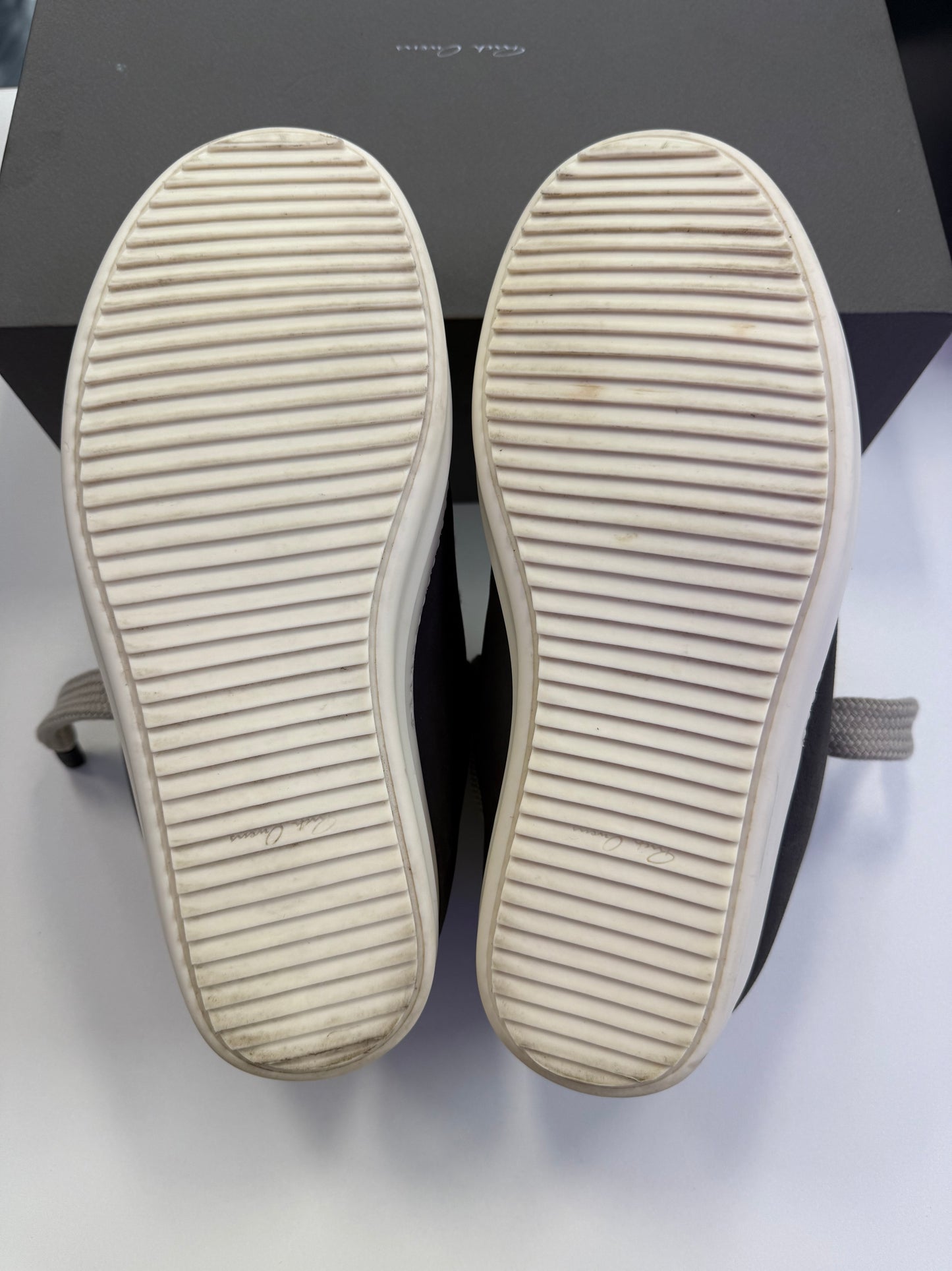 Rick Owens Sneakpeak Jumbo Lace Padded In Pelle Grigia