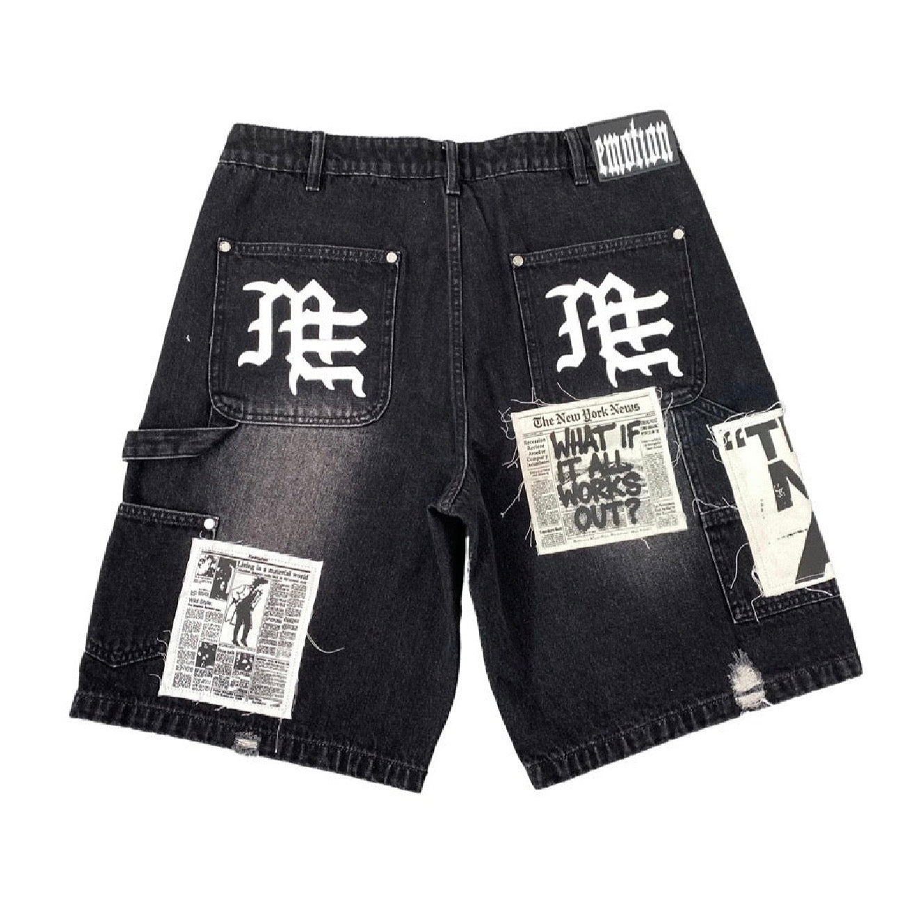 Mixed Emotion Black AI Denim Shorts