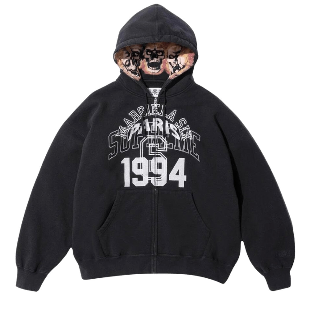 Supreme x MM6 Maison Margiela Zip Up Hooded Sweatshirt Black