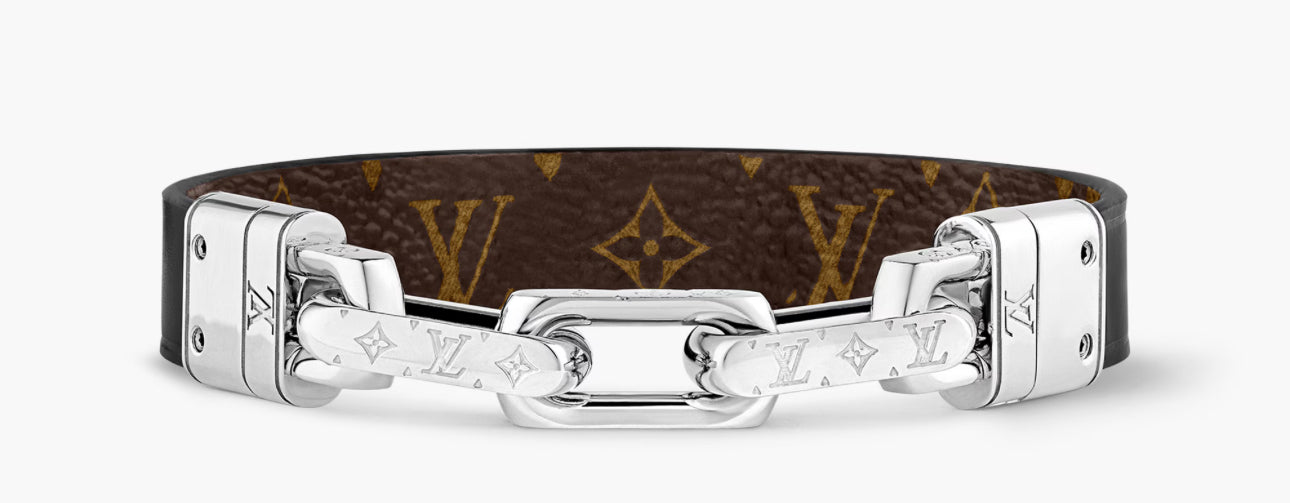 Louis Vuitton Brown Leather Chain Link Bracelet