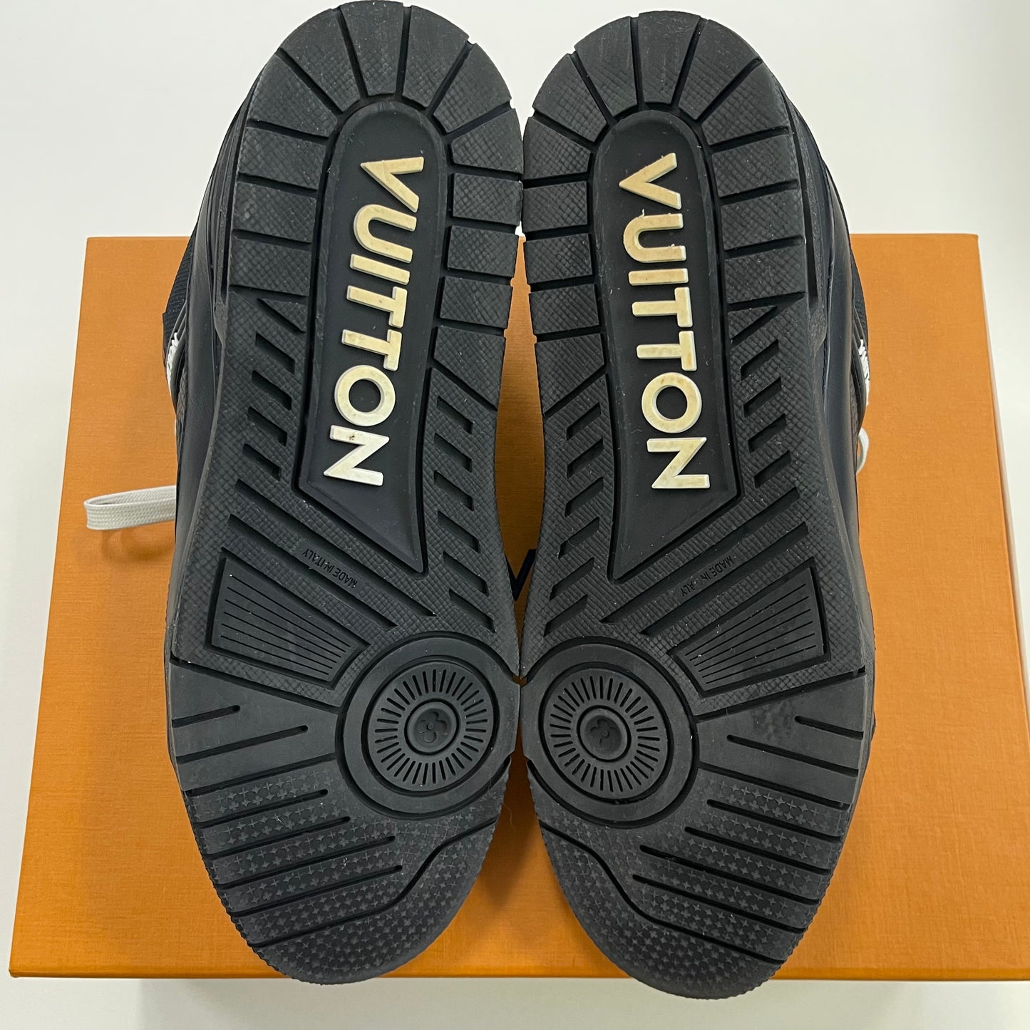 Louis Vuitton Trainer Sneaker Black Embossed Monogram (USED)