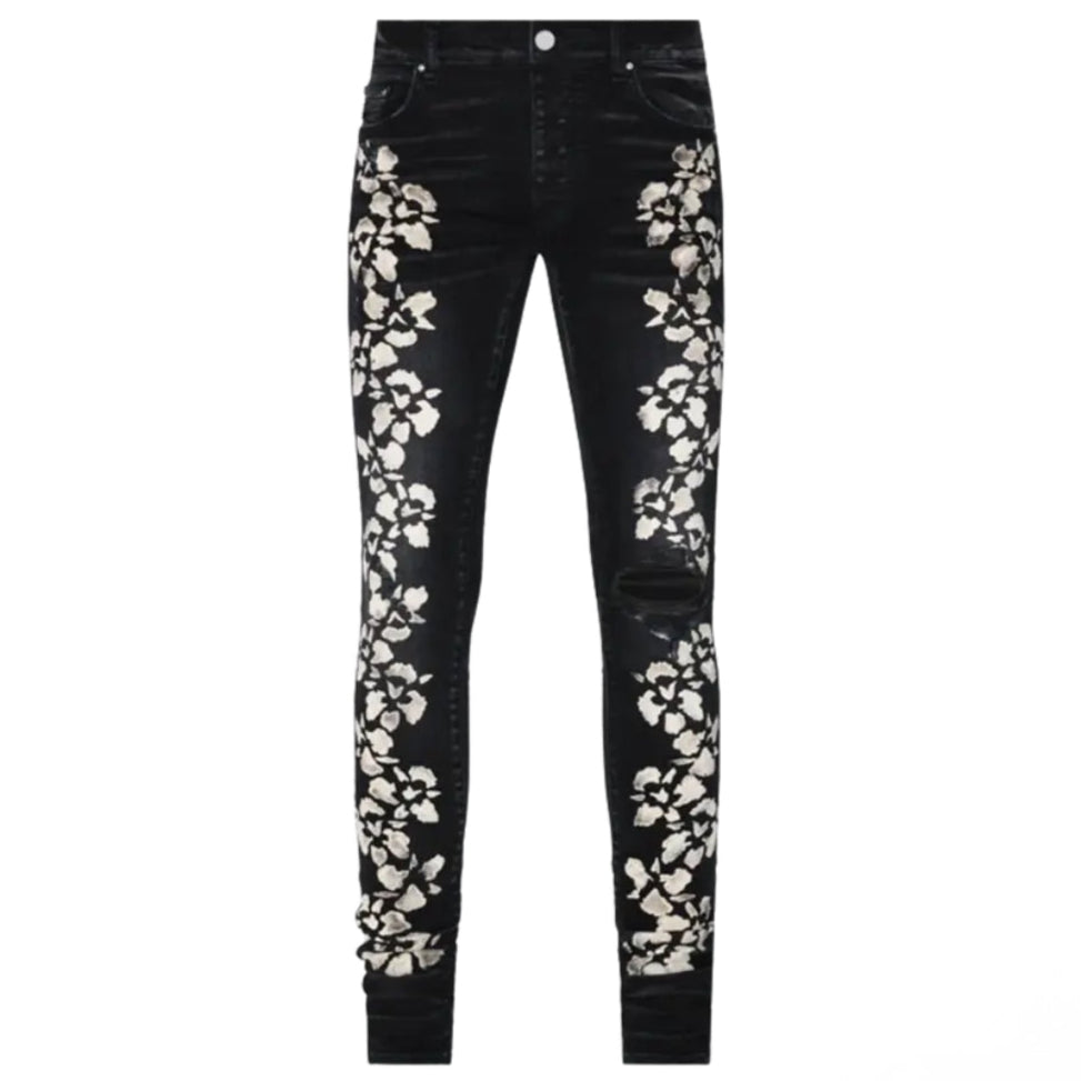 Amiri Hibiscus Stencil Jean 'Black'