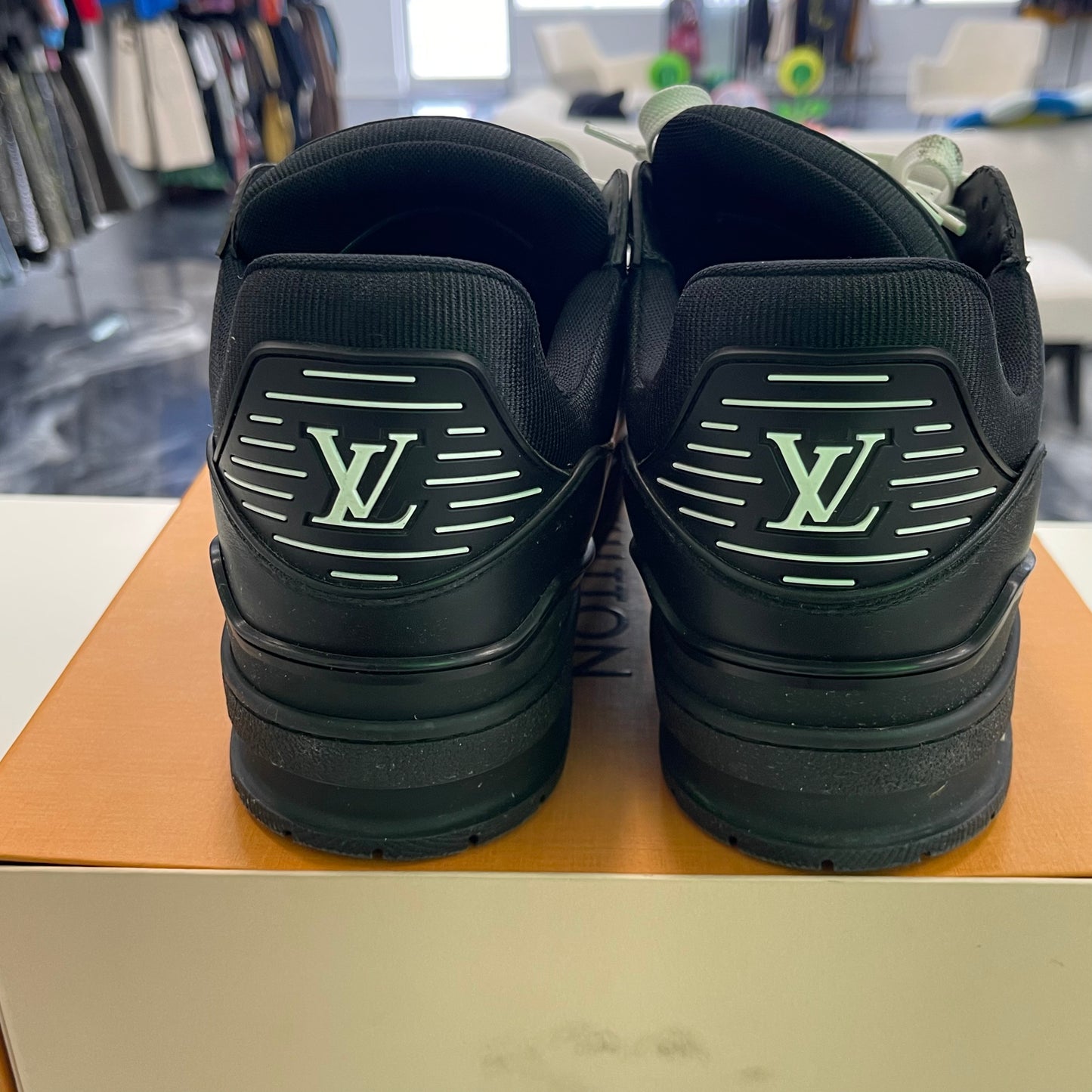 Louis Vuitton Trainer Sneaker Black Embossed Monogram (USED)