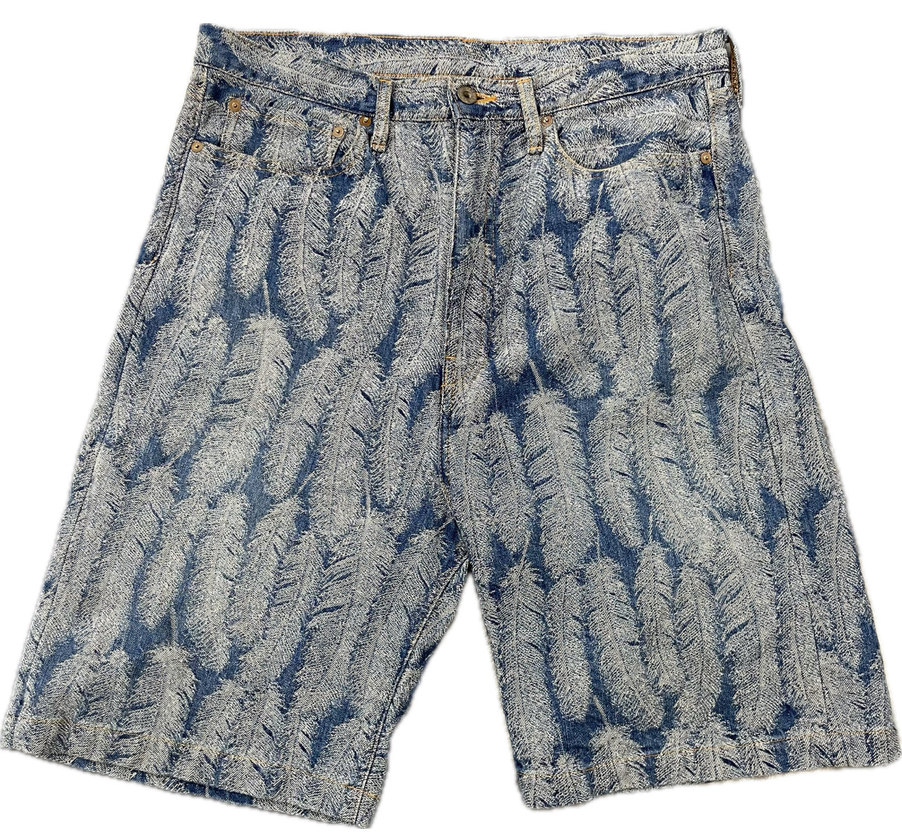 Kapital Indigo 12oz Magpie Feather Denim Shorts