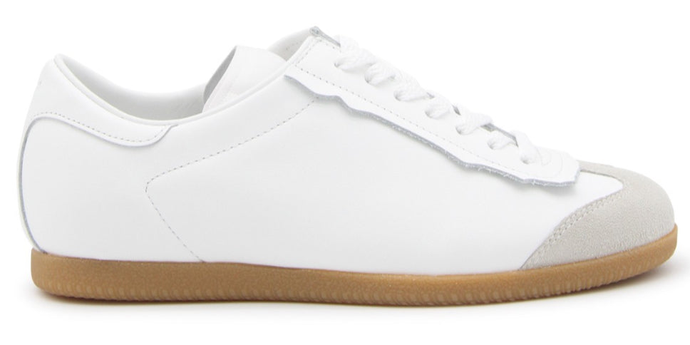 MAISON MARGIELA WHITE LEATHER AND GREY SUEDE SNEAKERS