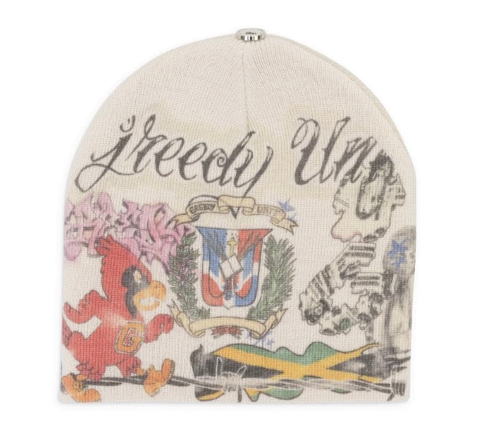 Greedy Unit CREAM ALL OVER PRINT BEANIE