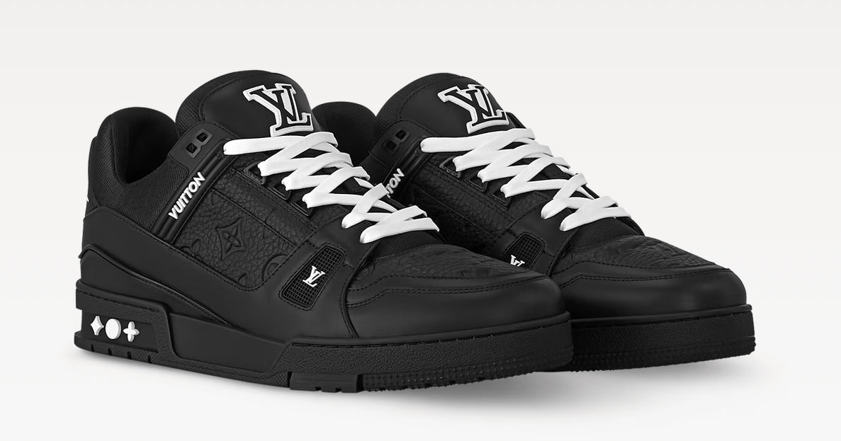 Louis Vuitton Trainer Sneaker Black Embossed Monogram (USED)