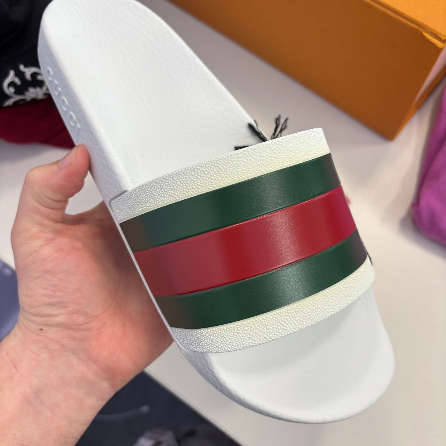 Gucci Pursuit Pool Slides White