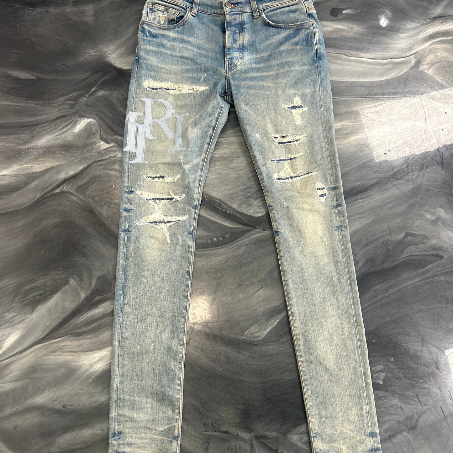 Amiri Jeans Blue Spell Out