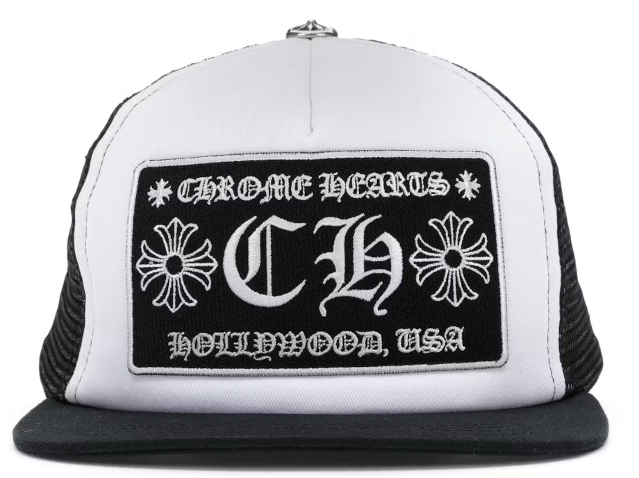 Chrome Hearts CH Hollywood Trucker Hat Black/White