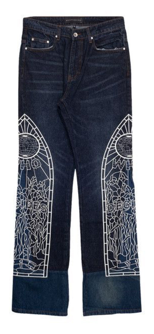 Who Decides War All Over Embroidery Jeans 'Indigo'