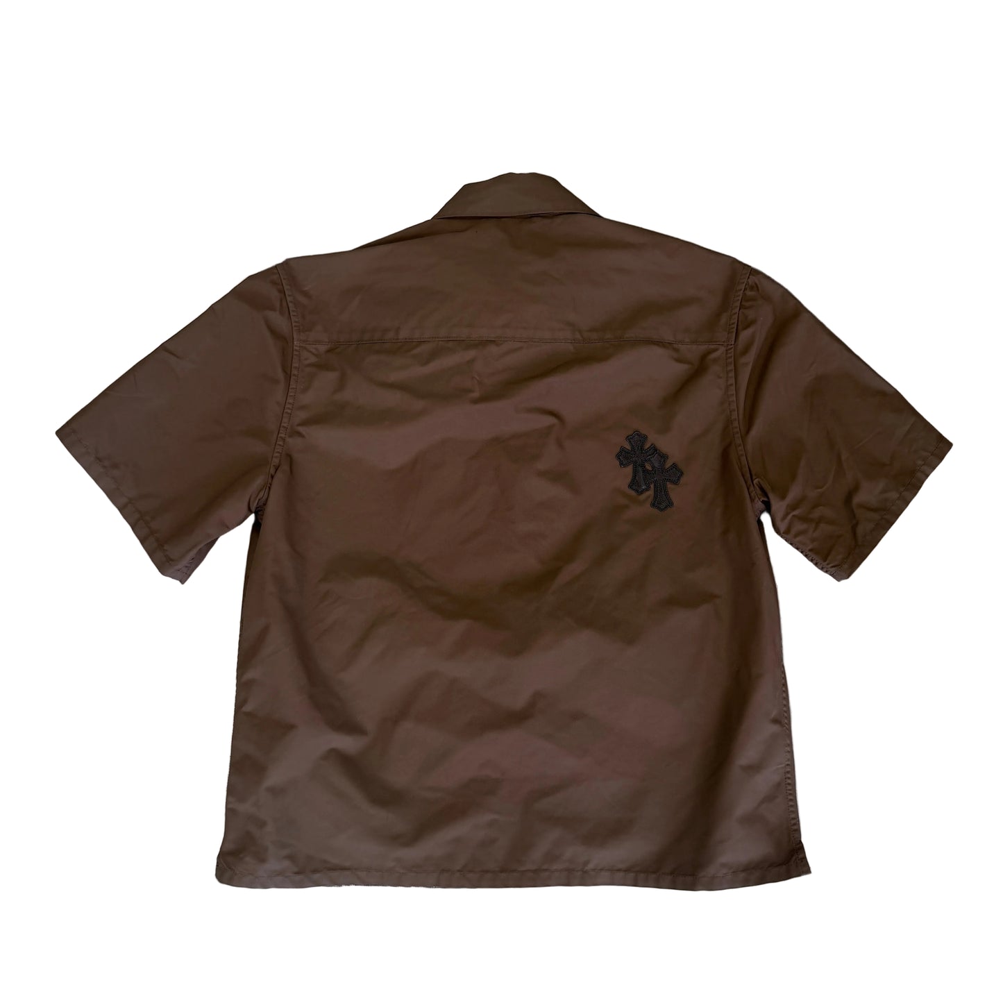 Chrome Hearts Brown Nylon Carpenter Leather Pocket Zip Shirt 3 PATCH