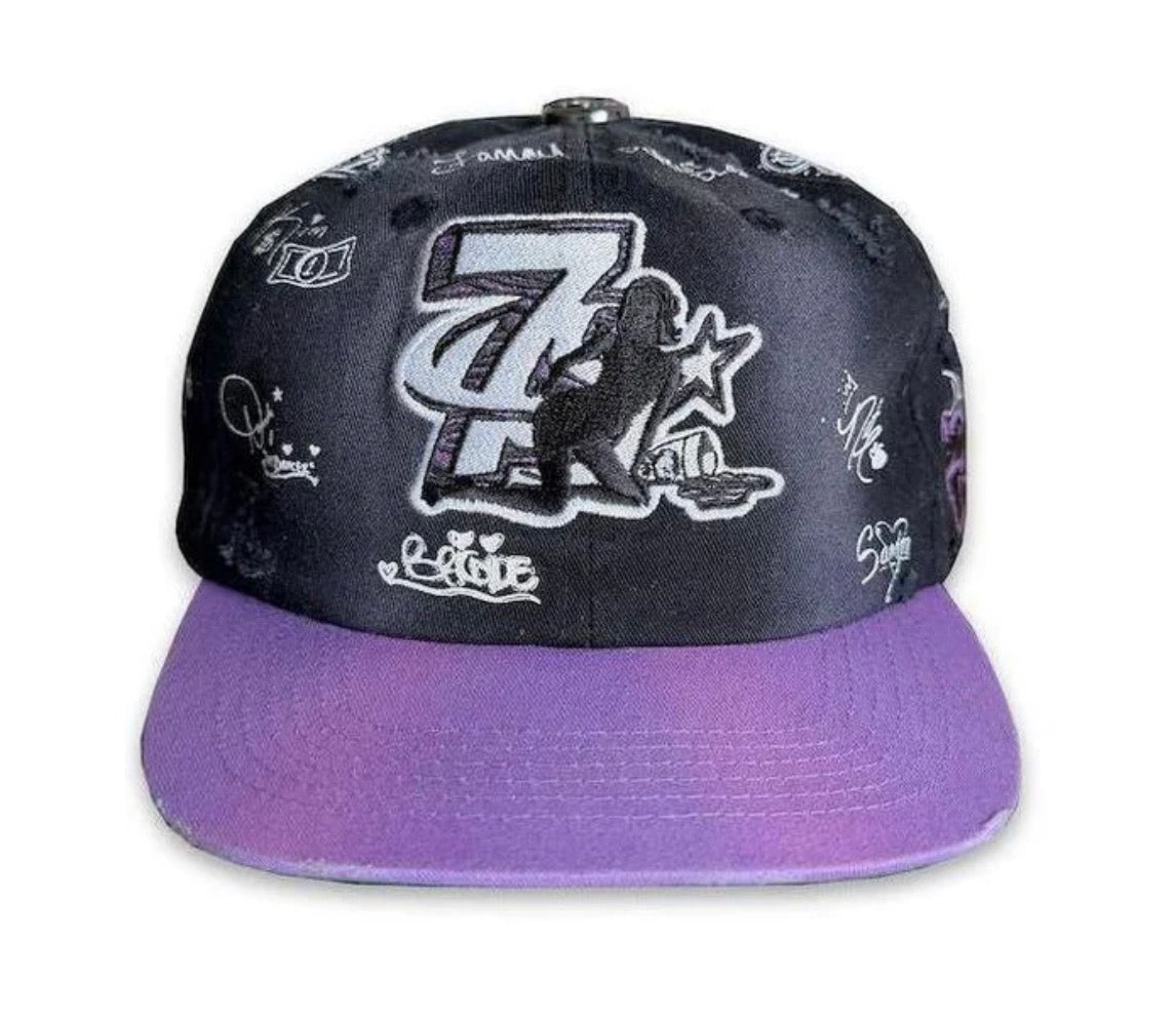 Triple Sevens x Booby Trap Logo Snapback Hat Black