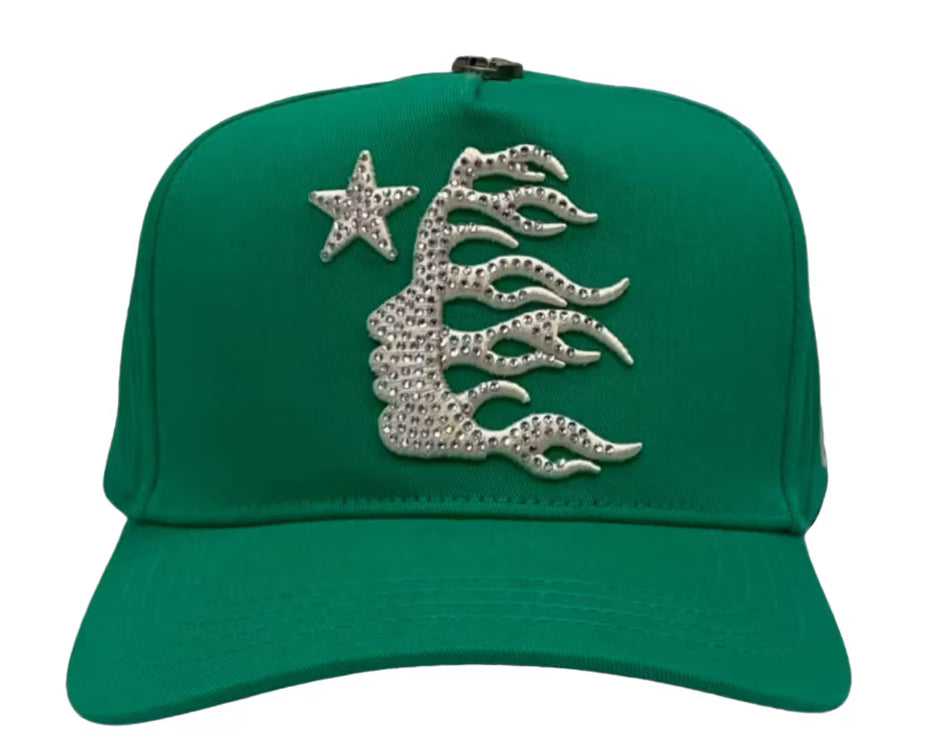 Hellstar OG Logo Rhinestone Cap Green