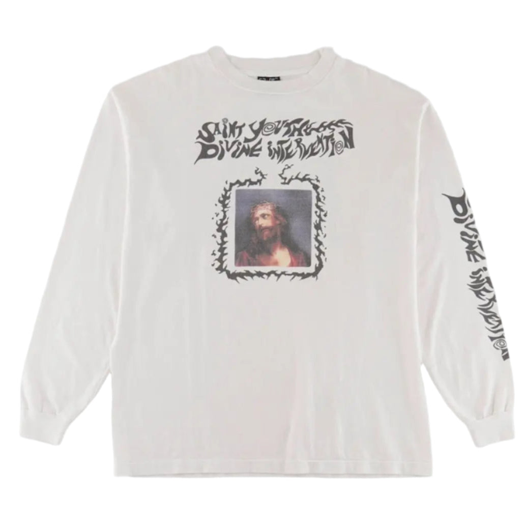 Saint Michael Divine Intervention White Long-sleeve Tee