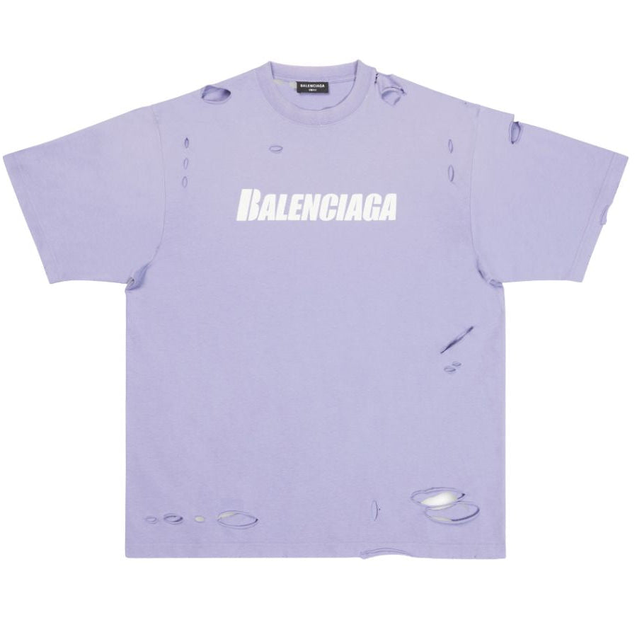 Balenciaga Caps Destroyed Vintage T-Shirt Light Purple